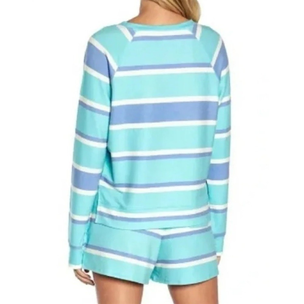 NWT Wildfox S Blue Stripe Lounge Wear Set Top & Shorts Set 120058 - Picture 2 of 3